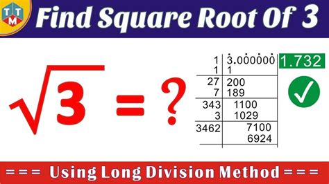 Learn some facts about and how to find the square root of 3The square root of 3 is not a perfect square but you can calculate the decimal value.Square Root 2...